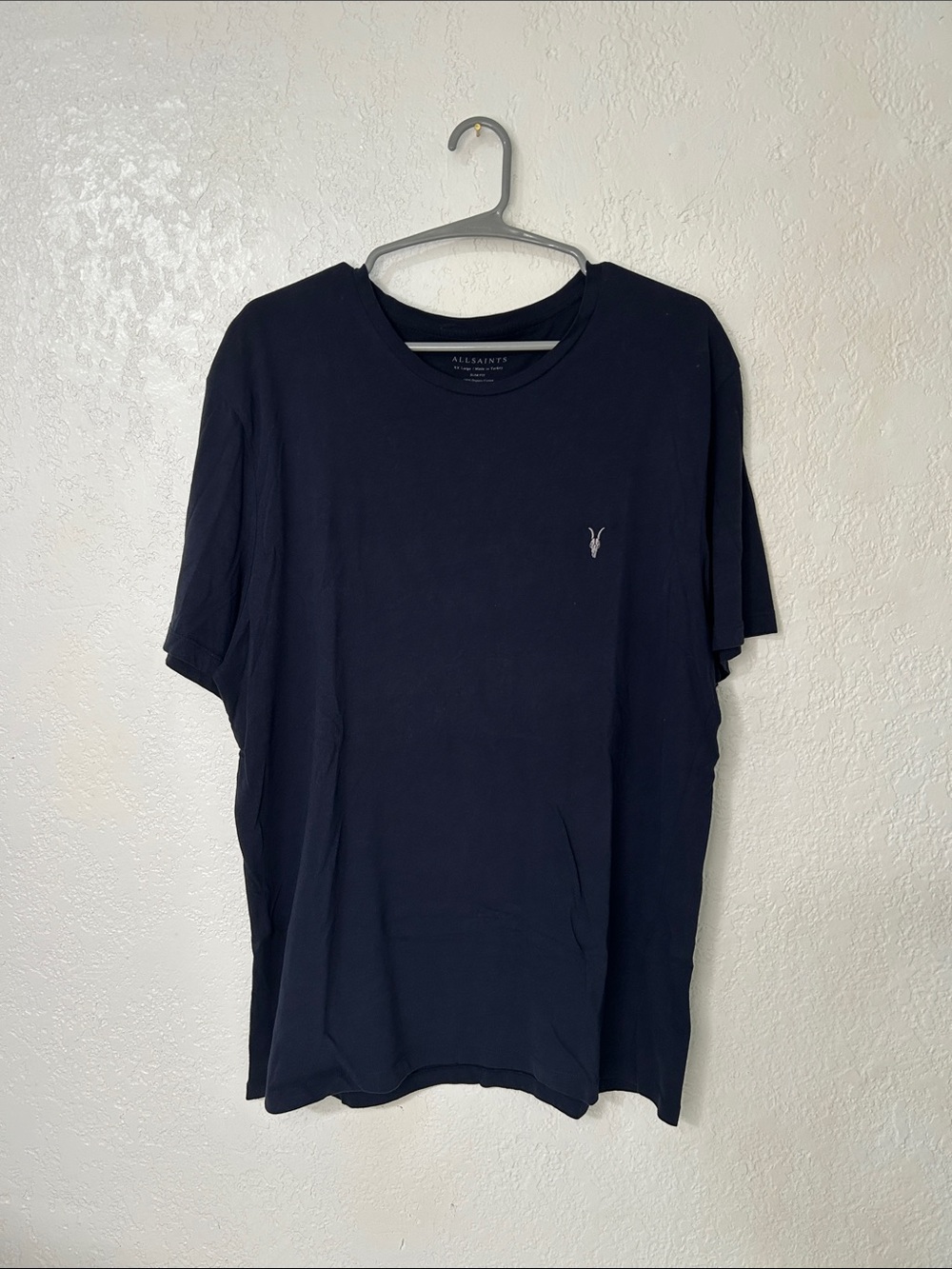 All Saints Men's Short Sleeve Crew T-Shirt in Navy Blue